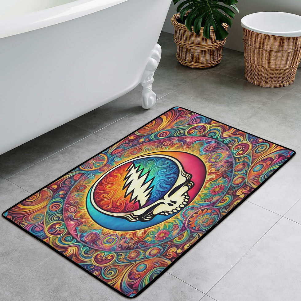 Thumbnail: Grateful Dead. Area Rug with Black Binding 31"x20"