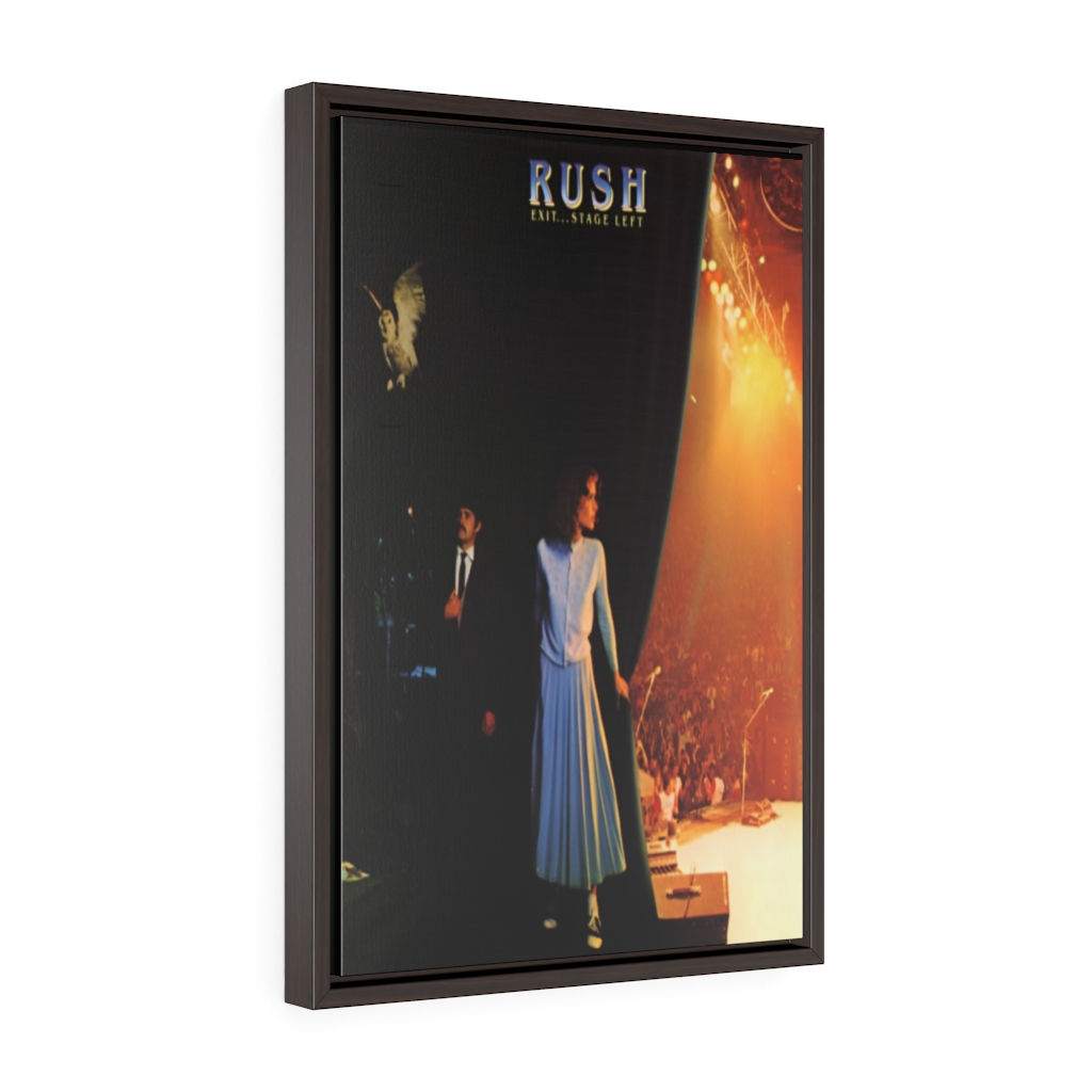 Vertical Framed Premium Gallery Wrap Canvas. Rush Exit Stage Left
