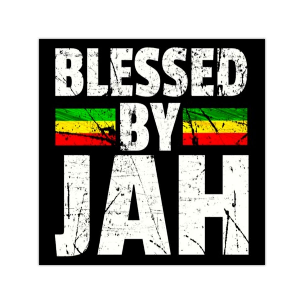 Square Vinyl Stickers. Blessed By Jah