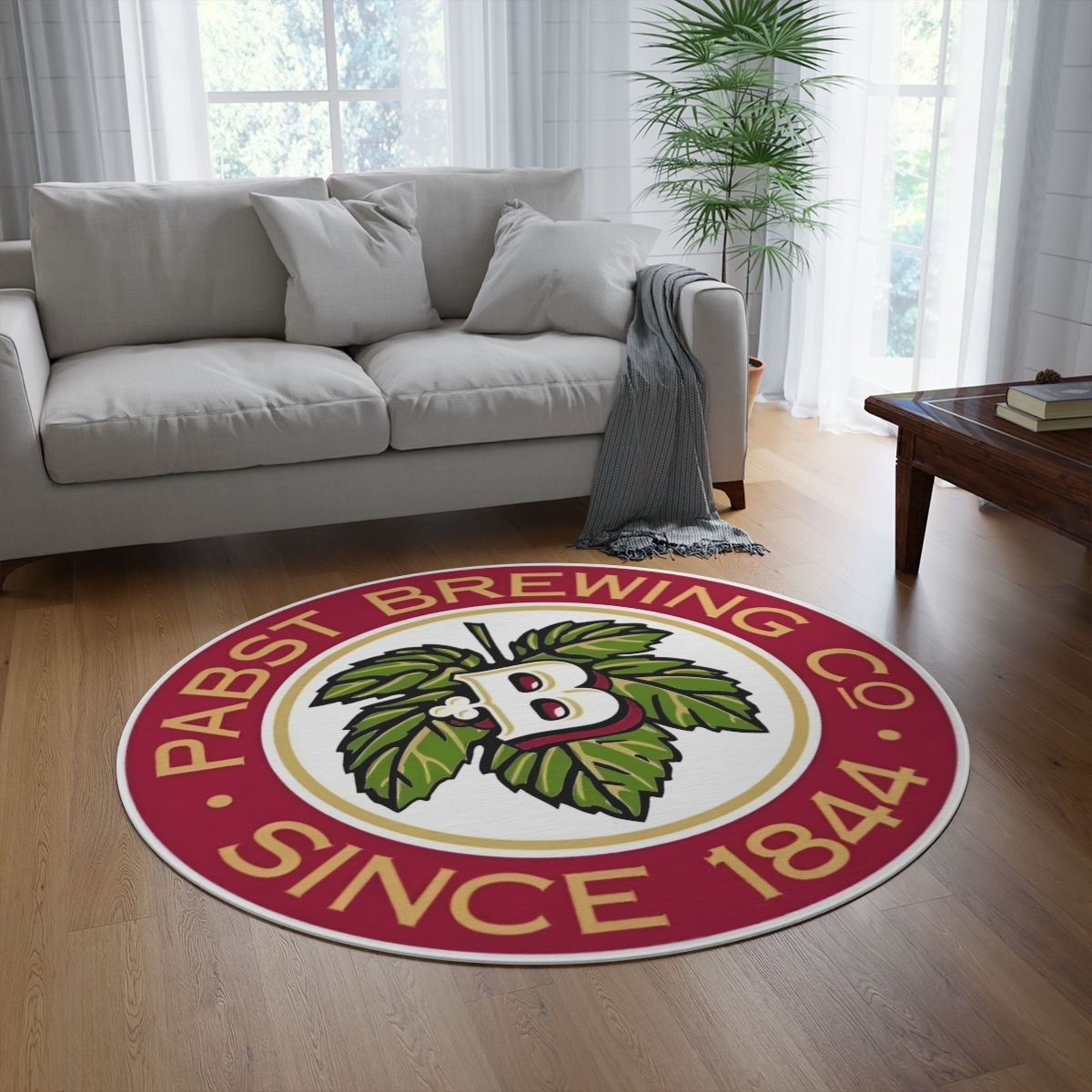 Round Rug Pabst Blue Ribbon beer