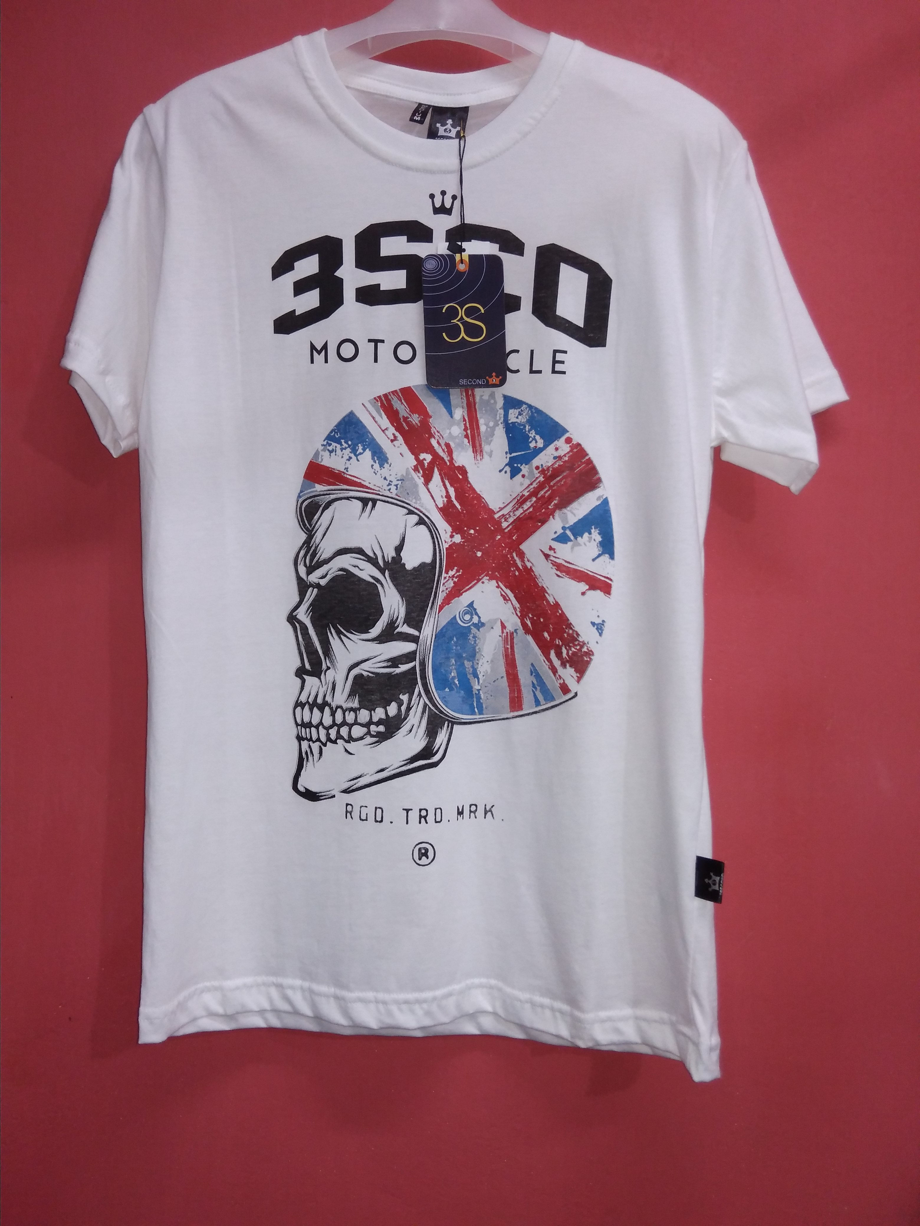 Kaos 3 second motif skull motorcycle
