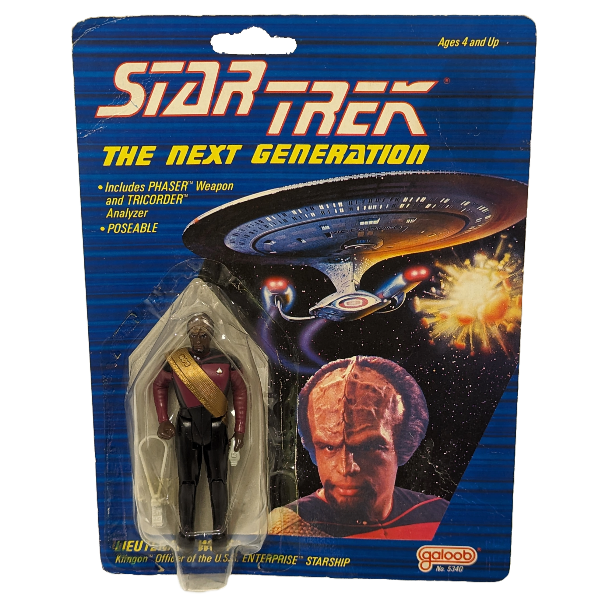 VINTAGE 1988 STAR TREK THE NEXT GENERATION LIEUTENANT WORF FIG (CARD NOT MINT)