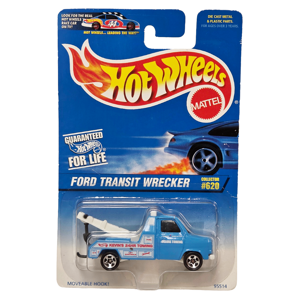 VINTAGE 1996 MATTEL HOT WHEELS FORD TRANSIT WRECKER (BLUE) DIE CAST