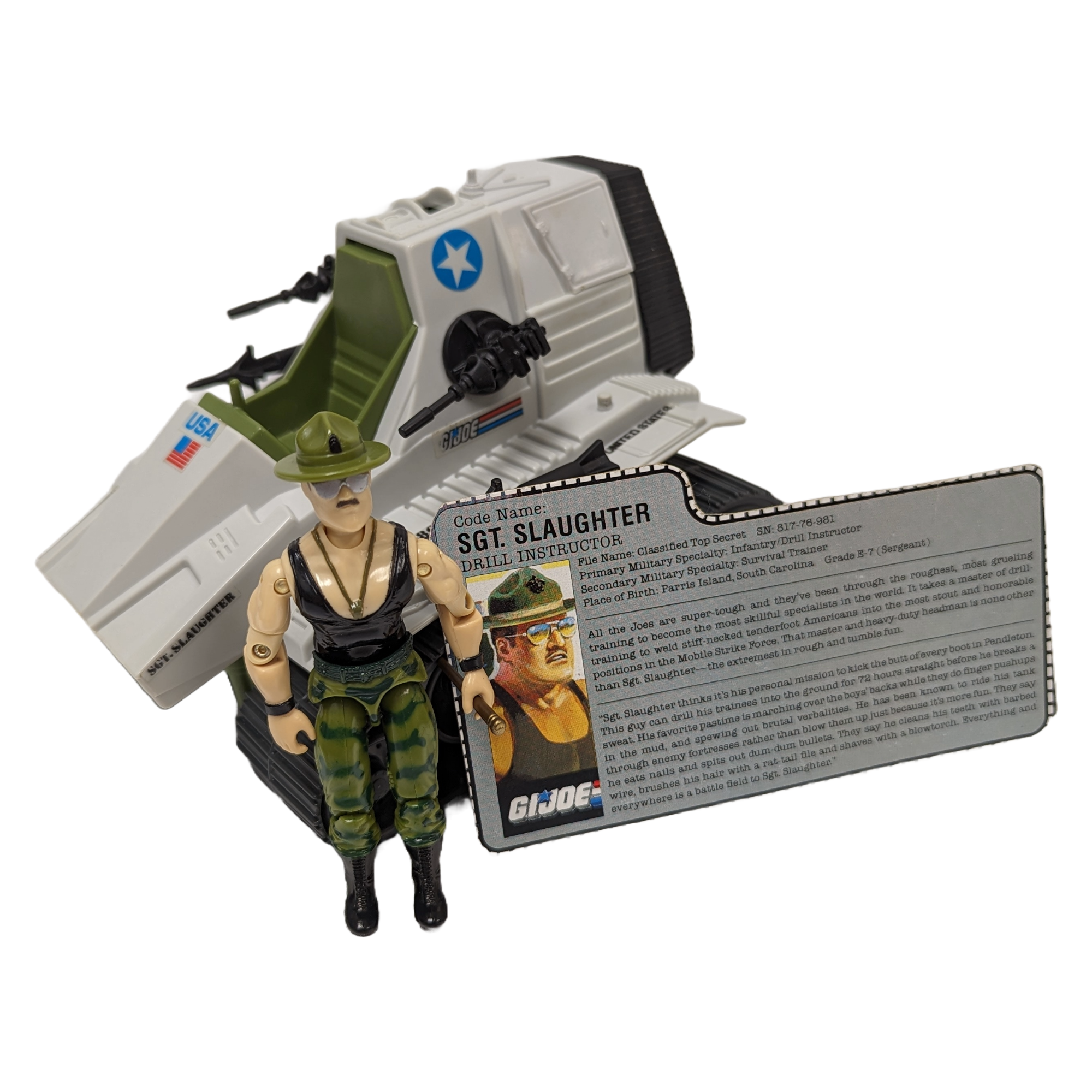 VINTAGE 1986 HASBRO G.I.JOE TRIPLE T TANK WITH SGT. SLAUGHTER FIG (COMPLETE)