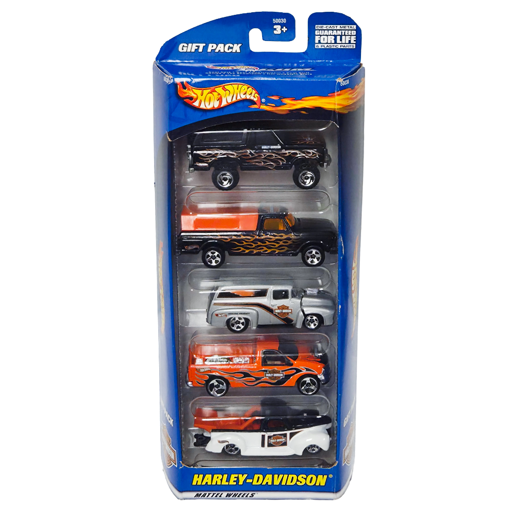 VINTAGE 2000 MATTEL HOT WHEELS HARLEY DAVIDSON TRUCKS GIFT PACK