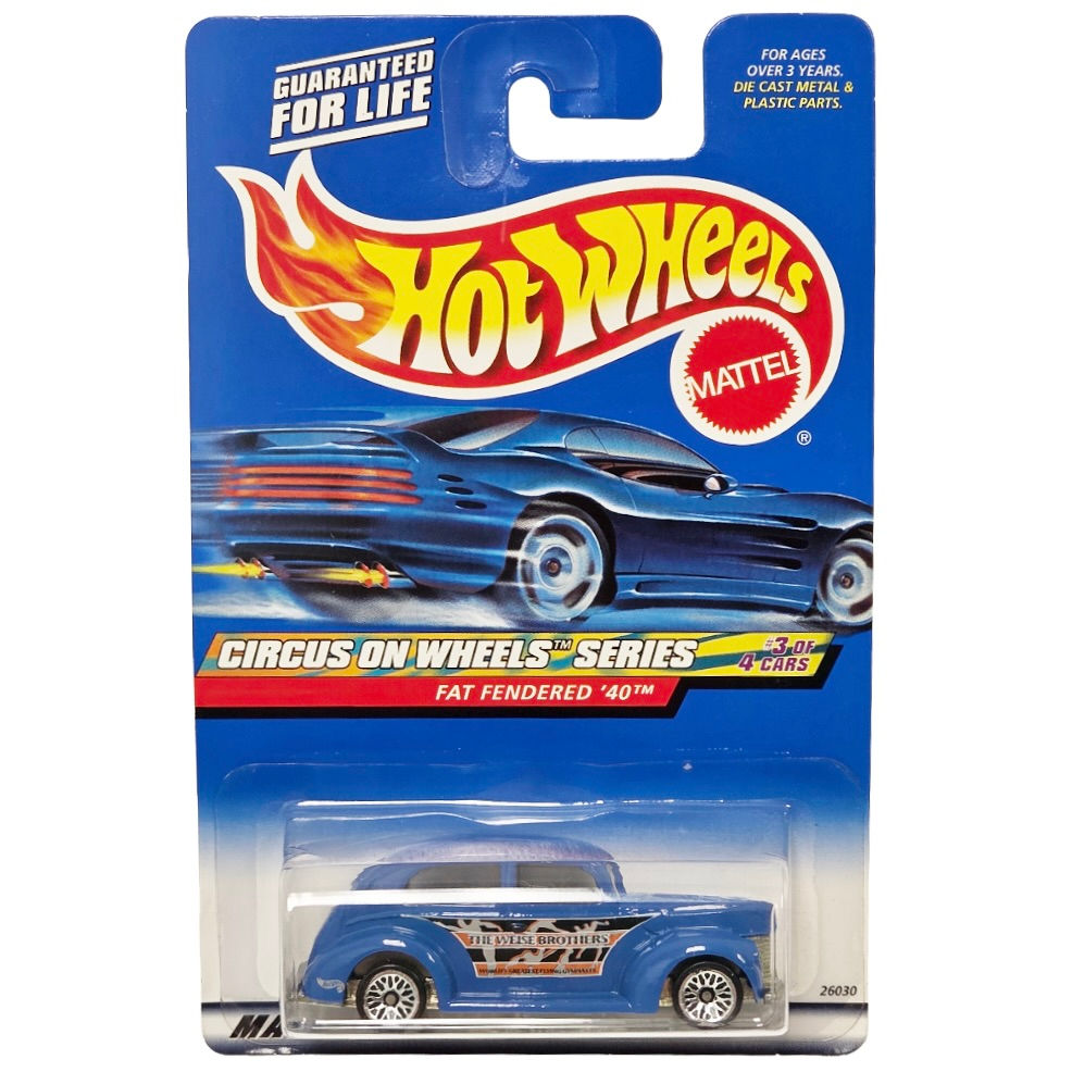 VINTAGE 1999 MATTEL HOT WHEELS CIRCUS ON WHEELS FAT FENDERED 40 (BLU)