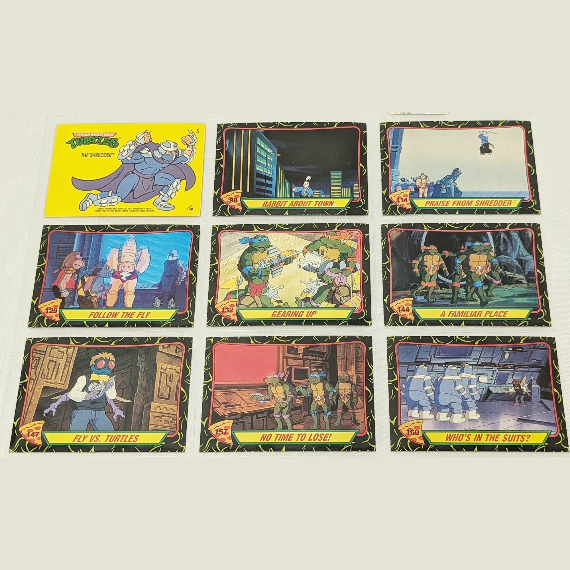 VINTAGE 1989 TOPPS ANIMATED TMNT TRADINGS CARDS PKG OF 17 (NOT MINT)