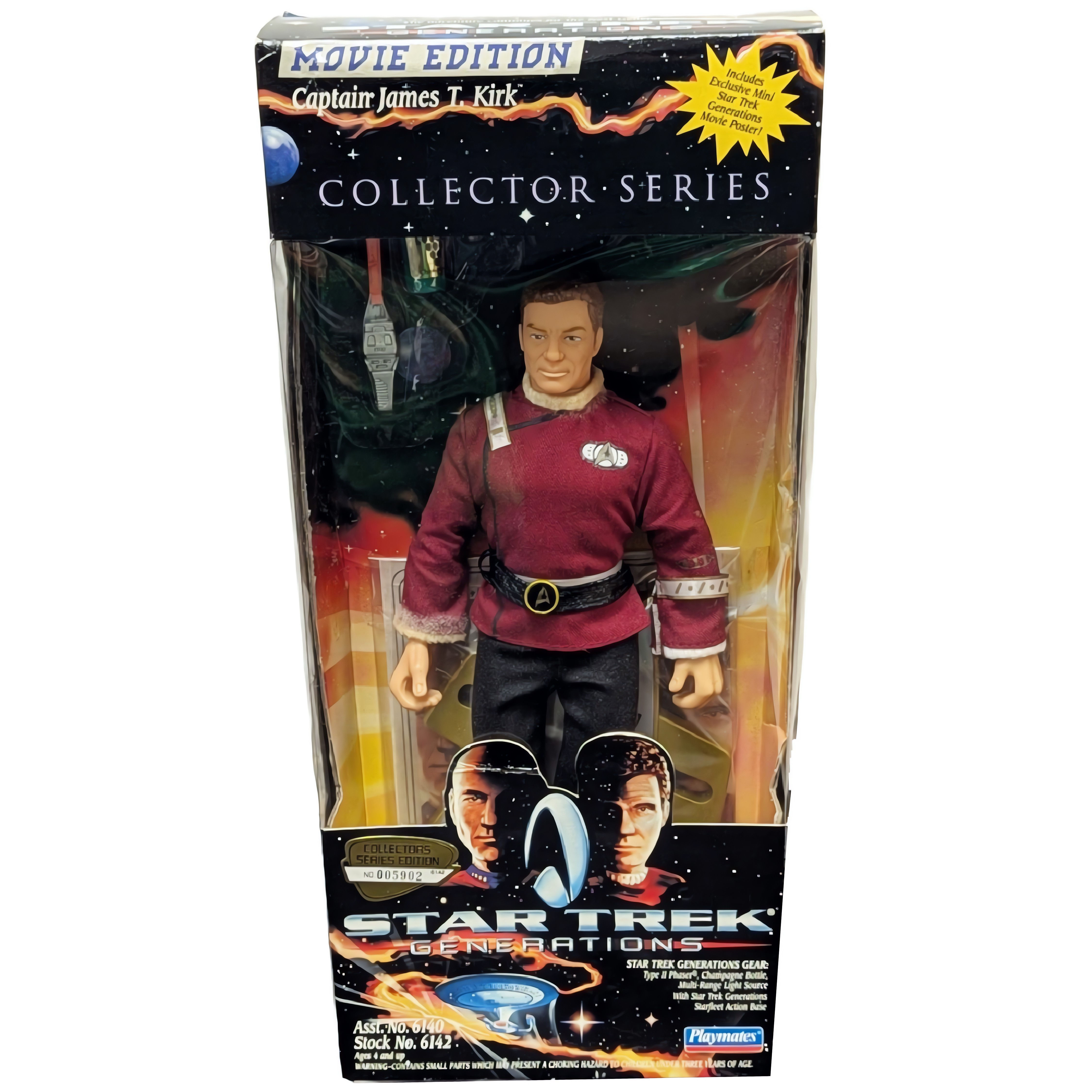 VINTAGE 1994 PLAYMATES STAR TREK GENERATIONS CAPT KIRK 12" FIGURE