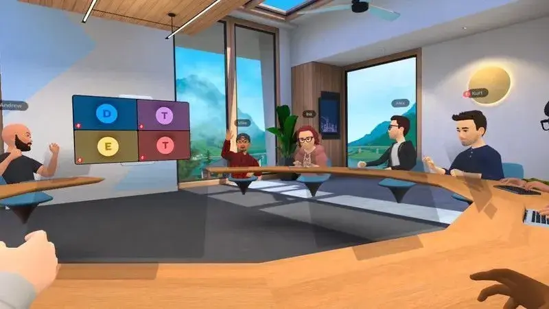 Immagine digitale che mostra gli avatar di persone intenti a svolgere una riunione di lavoro