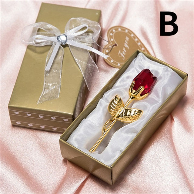 Thumbnail: 6 Colors Crystal Glass Rose Flower Figurines Craft Valentine's Day Favors X'mas 
