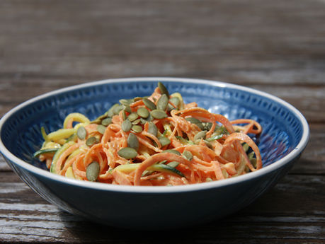 Spiralised Creamy Curly Carrot and Courgetti
