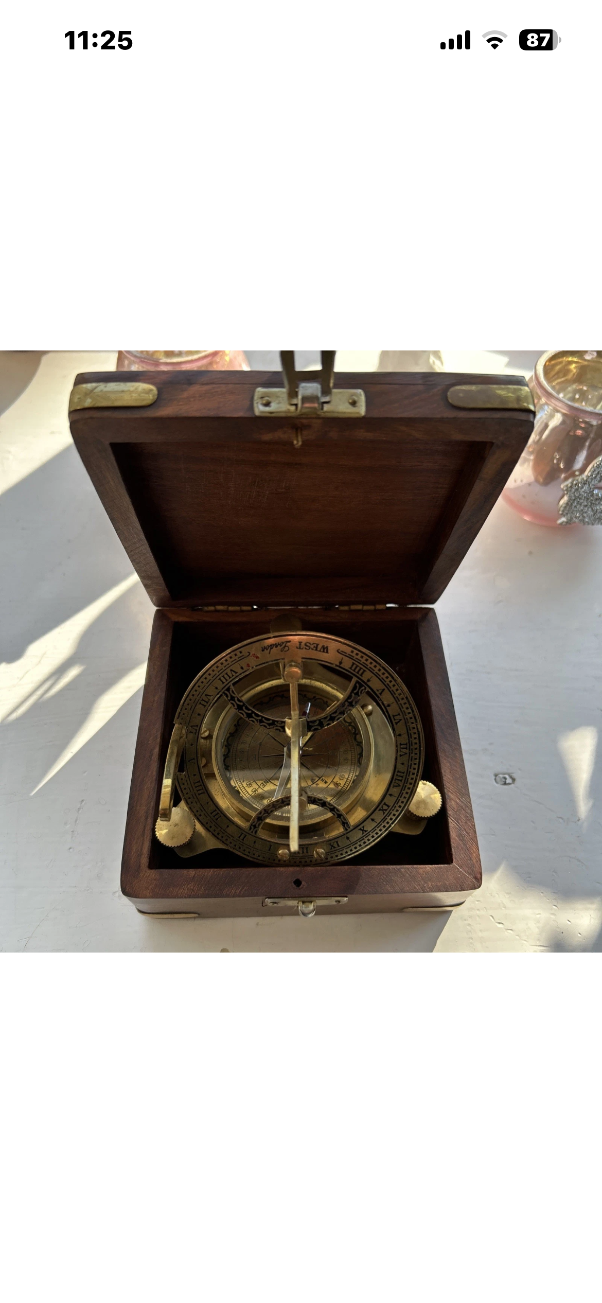 Brass Sundial Compass in Woden Presentation Box Nautical