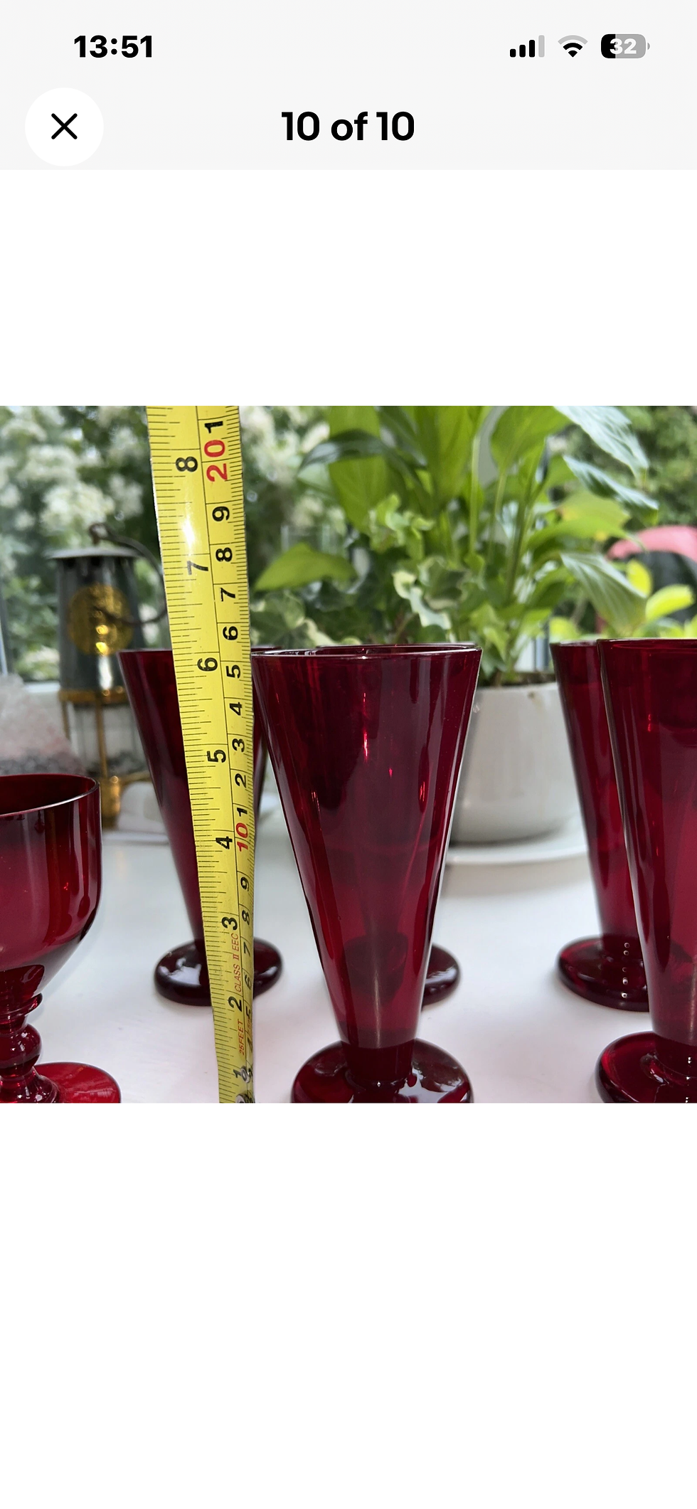 Thumbnail: Vintage Ruby Red Champagne glasses cocktail glasses 6 Tall + 4