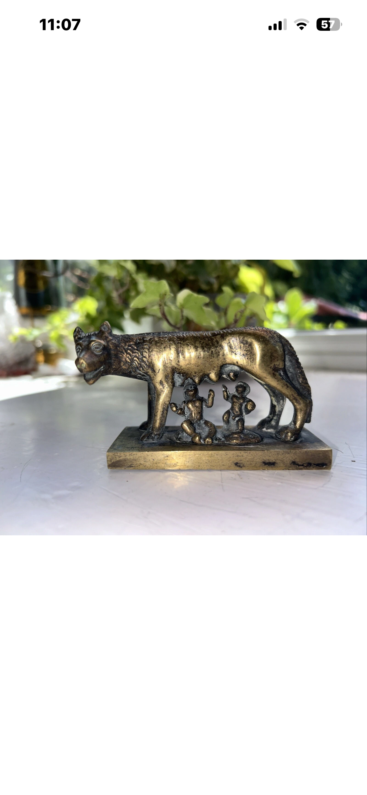 capitoline wolf romulus and remus brass statue vintage roman italy 4” L 2” H