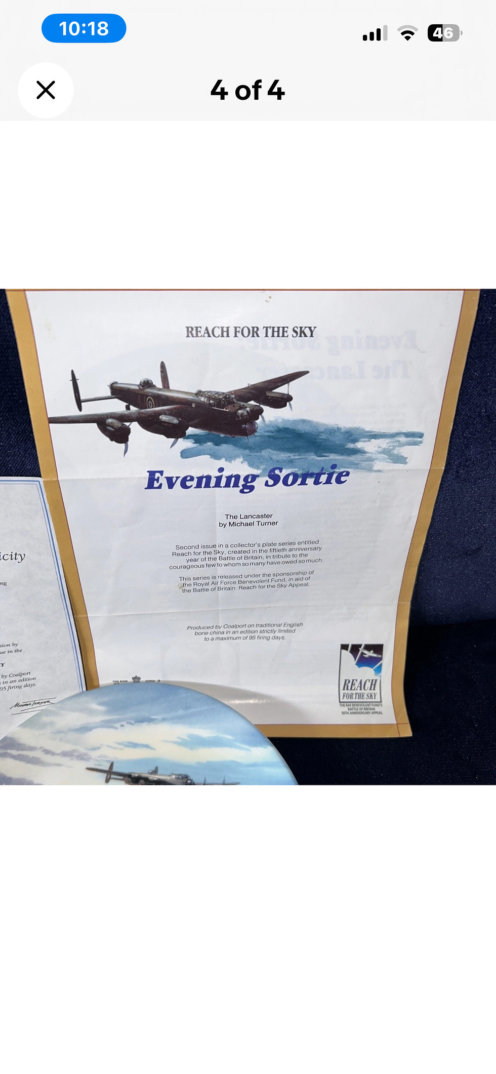 Thumbnail: Coalport Flight Through The Clouds Evening Sortie Collectors Plate Ltd Editon