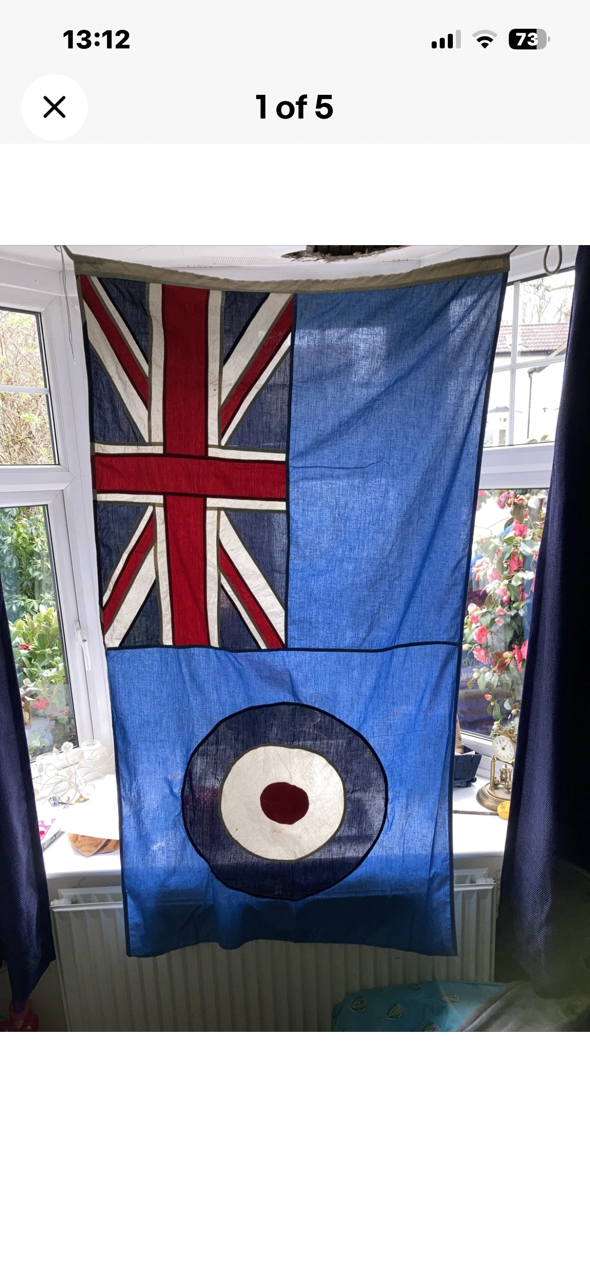 Royal Airforce Large Original Wartime Stitched Flag Dated Glasgow 1942 VGC