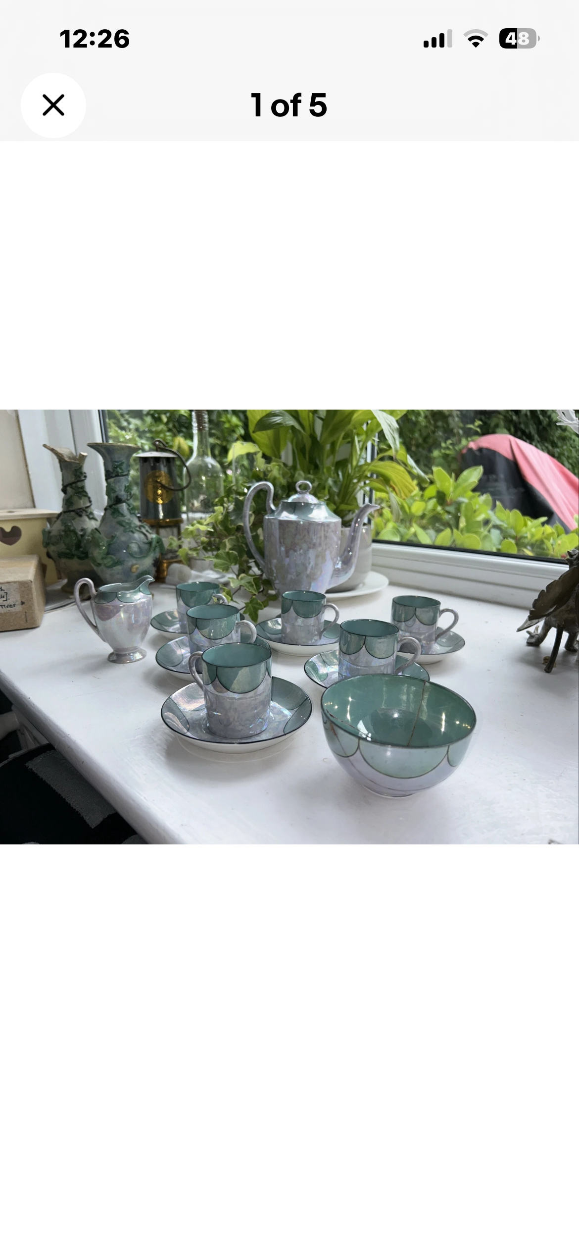 Antique Pearl Art Deco 1920s coffee set 6 Piece With Milk Jug Sugar Bowl