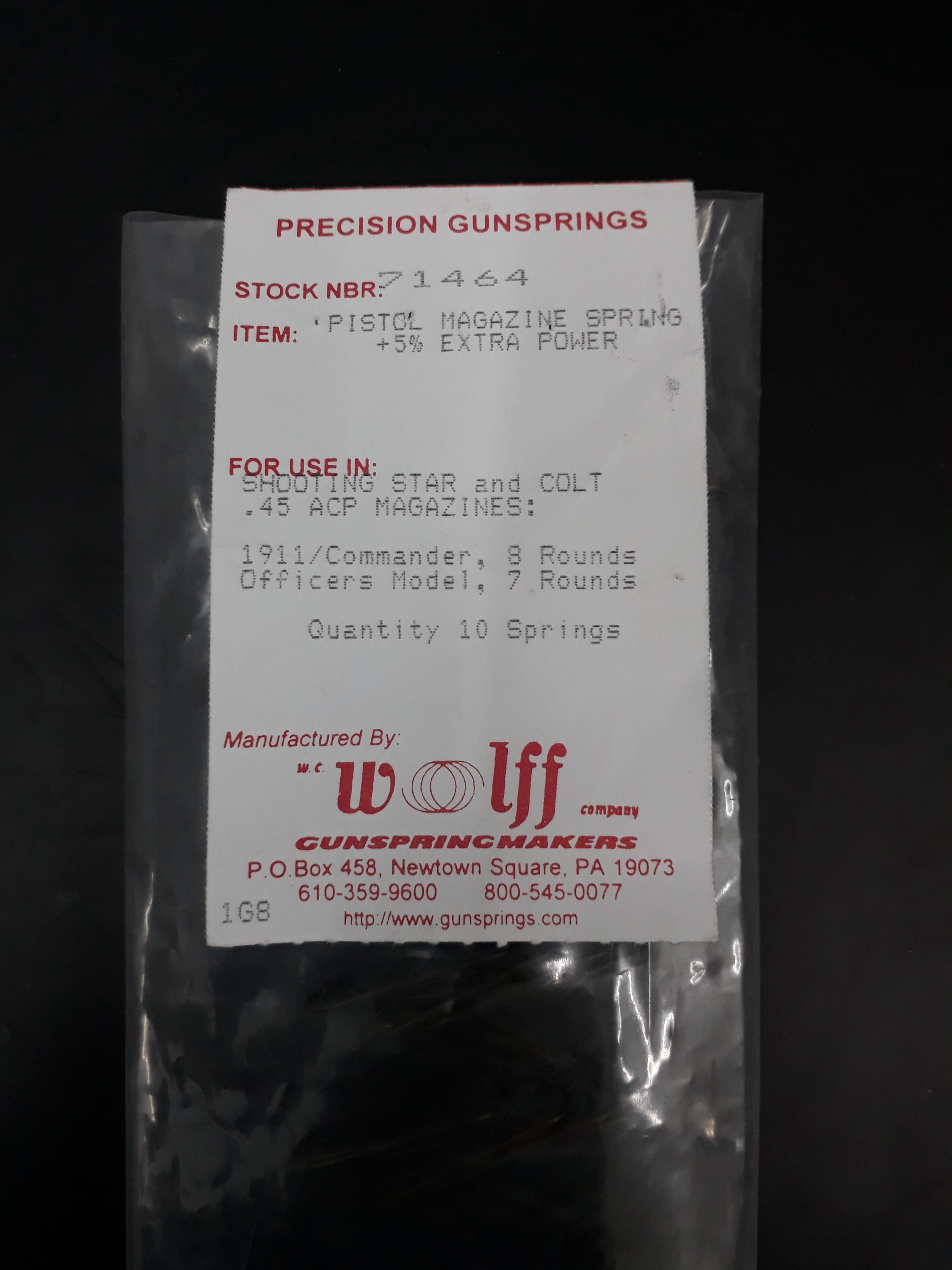 Wolff 1911 magazine spring 8 rounds