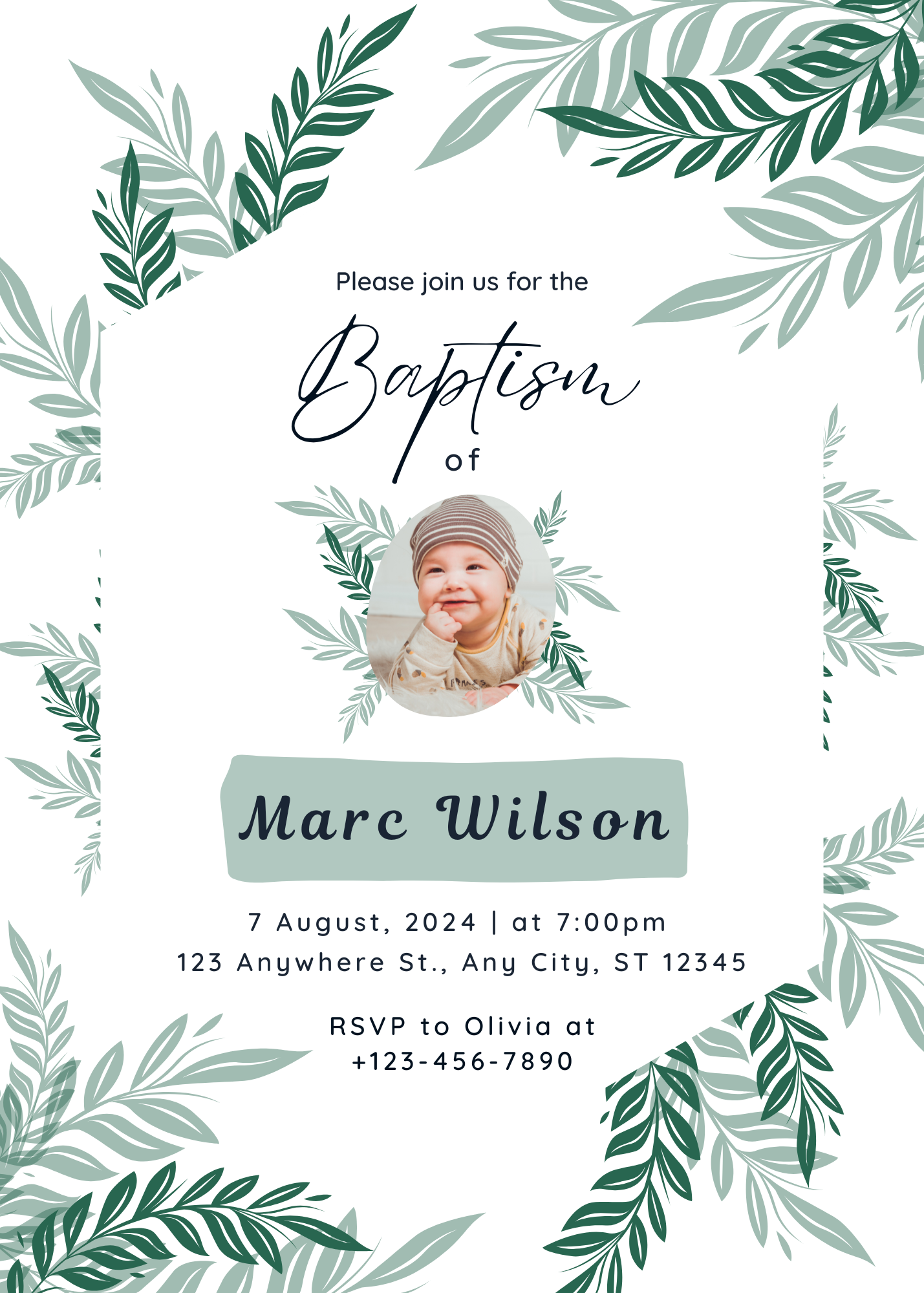 Baptism Nature Invitation Magnet