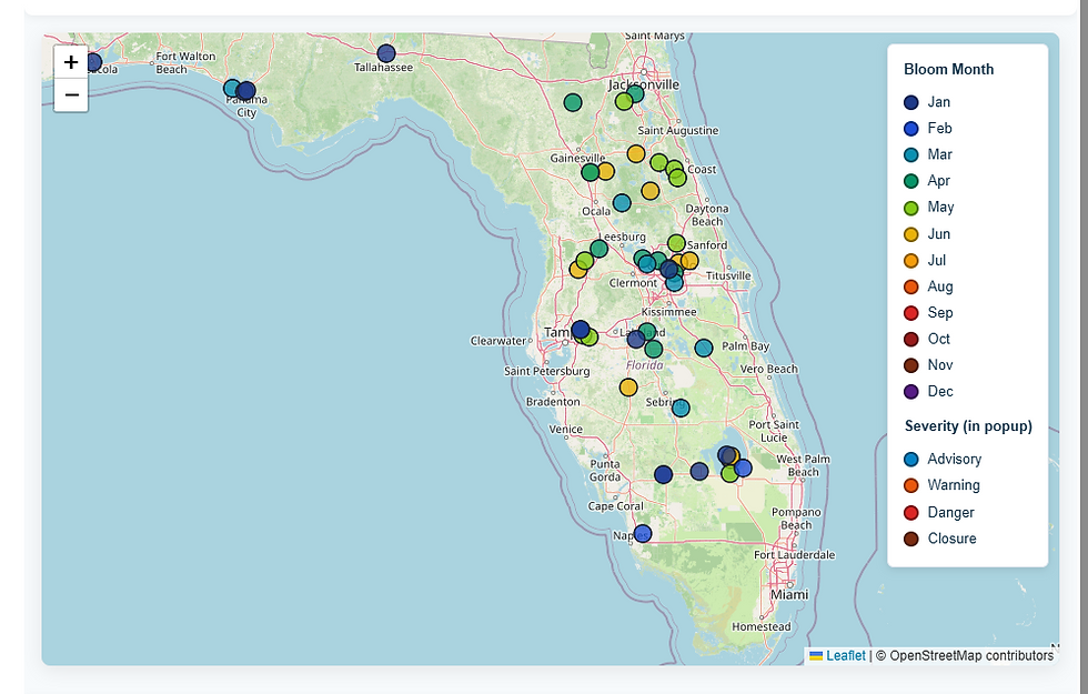 Florida's Harmful Algae Blooms: A Year-Round Freshwater HAB Problem: Cyanobacteria From January Throughout The Year