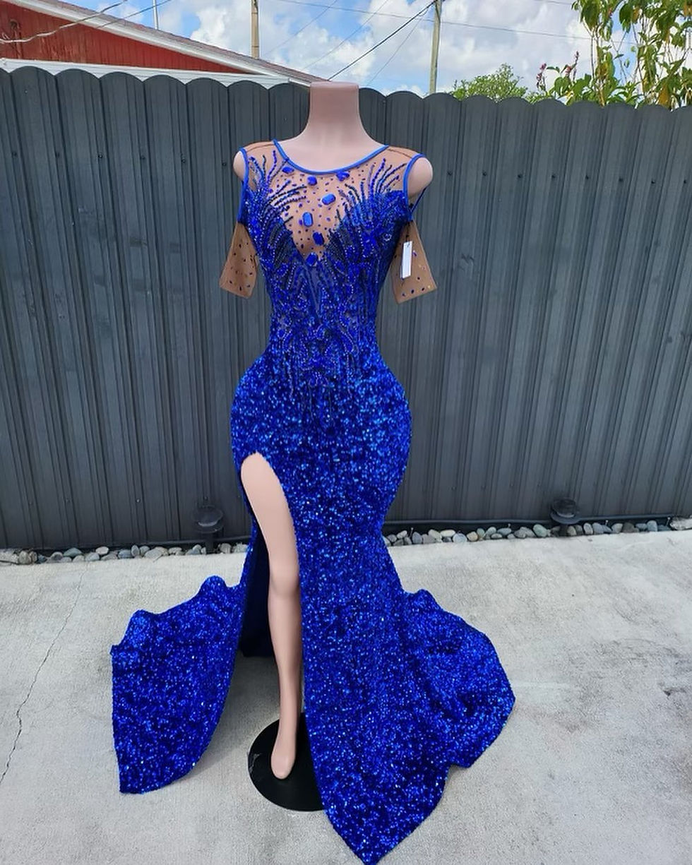 Elysée Gown, sequin mermaid gown, thigh slit evening gown, prom gown sequin, formal sequin dress, pageant gown, red carpet go
