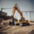 Large yellow excavator at construction site