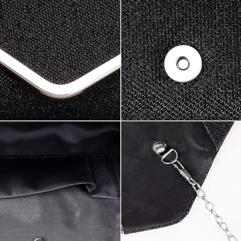 Thumbnail: Clutch Purses for Women, Shiny Sequin Envelope Clutch Evening Bag with Chain, Fa