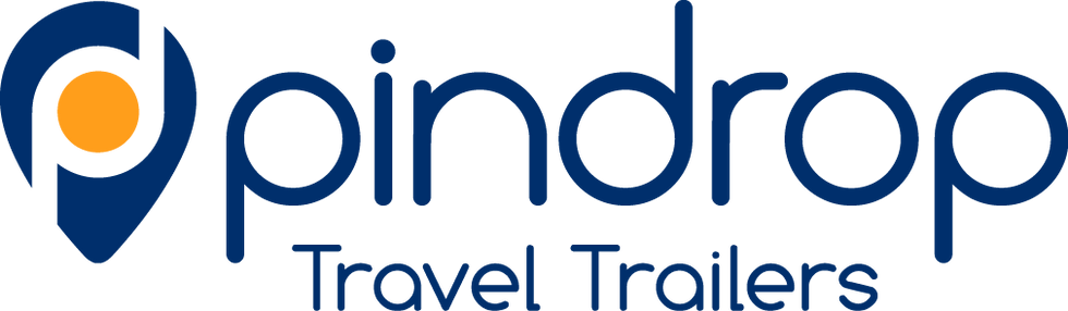 the Pin Drop logo, inludes a tear drop shaped icon with a P and D.