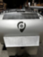 Solar panel and tongue box of a Pin Drop Travel Trailer.