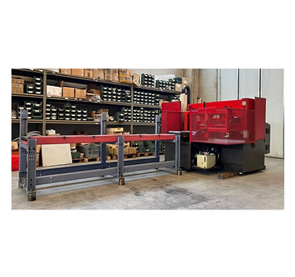 alt="Segatrice a nastro BTM 400 AF CNC automatica con rulliera e taglio fino a 400 mm"