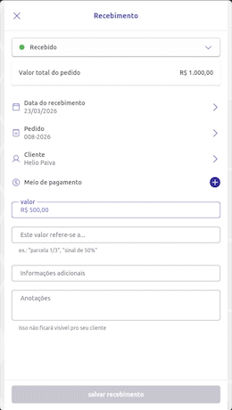 Controle de receita - Agenda Boa