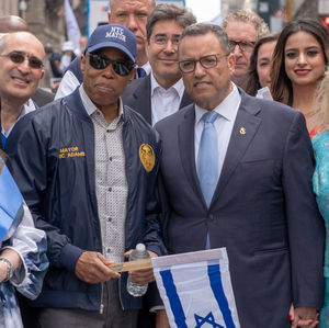 NEW YORK, NEW YORK - JUNE 04- Parade NYC Mayor Eric Adams with Jerusalem Mayor Moshe Lion 