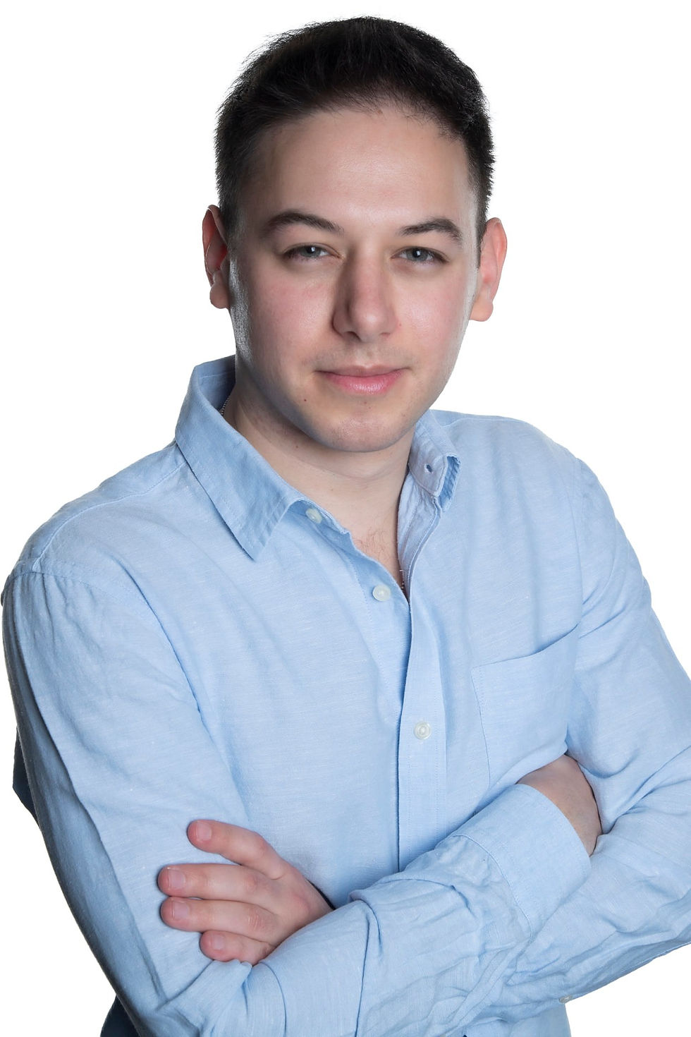 Fast Affordable $99 NYC Headshots Photographer in New York City Same Day Service Professionals man in blue shirt headshot