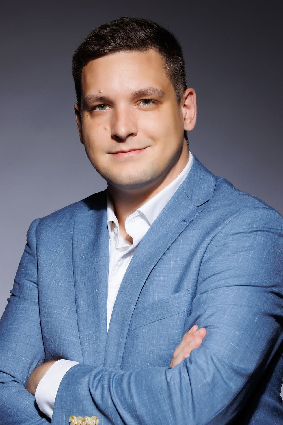 Business executive photographed in NYC headshot studio
