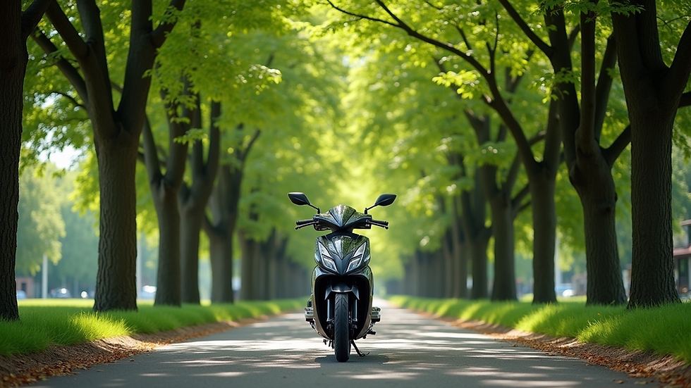 Best motorbike Rental inThailand parked under lush green trees