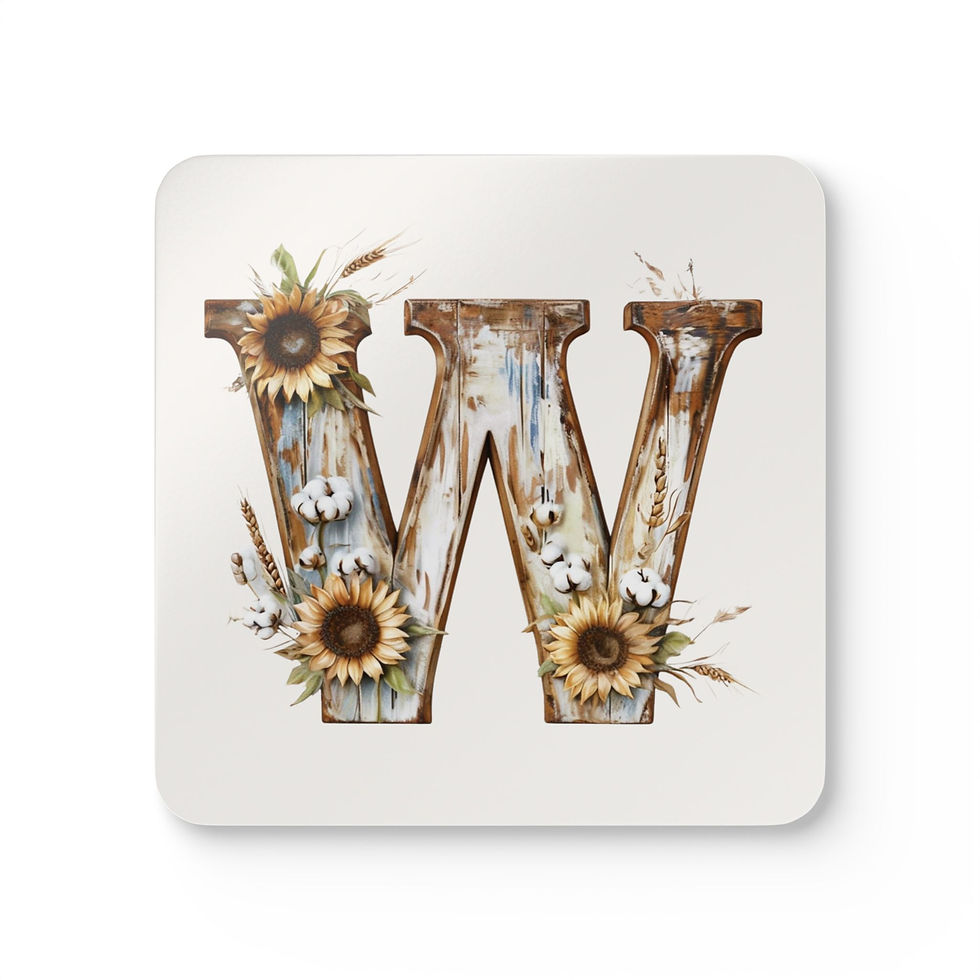 Country Letter 'W' Corkwood Coaster Set