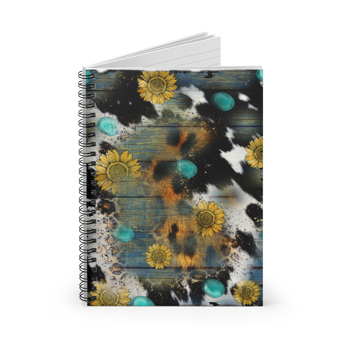 Cow Print and Sunflowers Notebook - Ruled Line