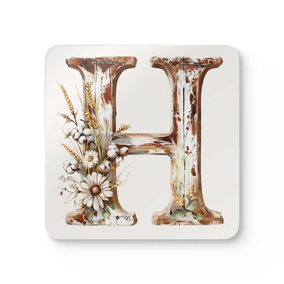 Country Letter 'H' Corkwood Coaster Set