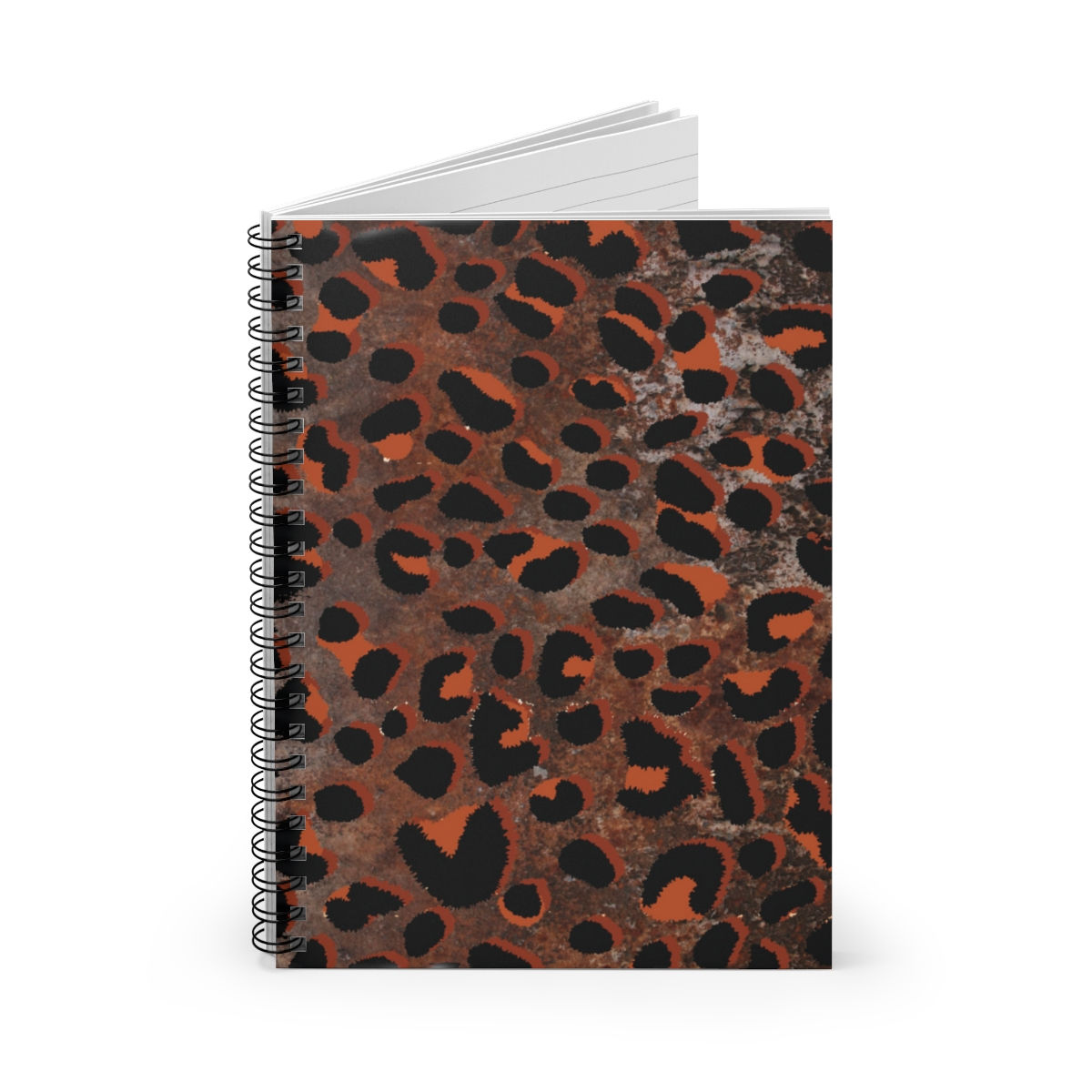 Black and Orange Cheetah Print Notebook - Ruled Line