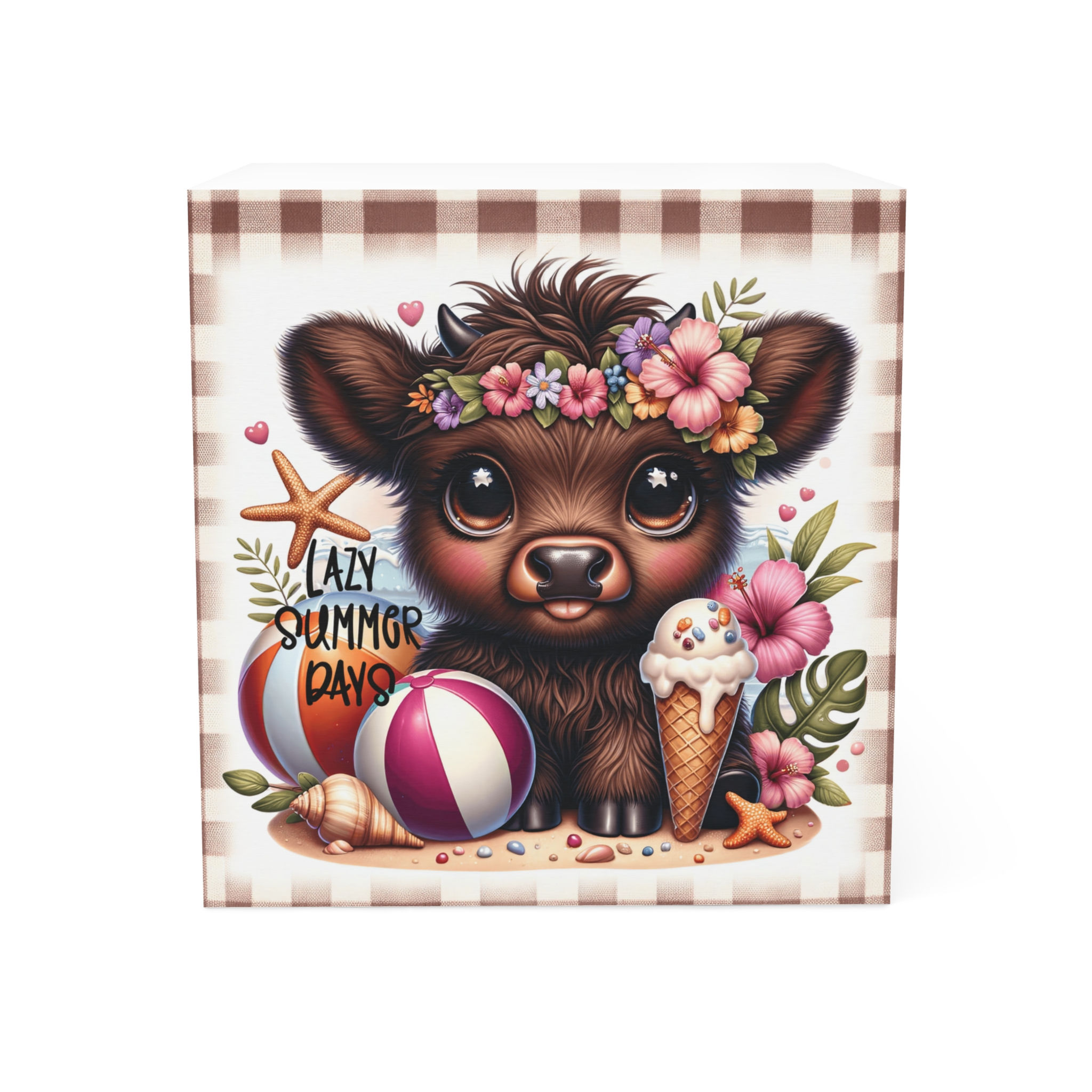 Lazy Summer Brown Cow Note Cube