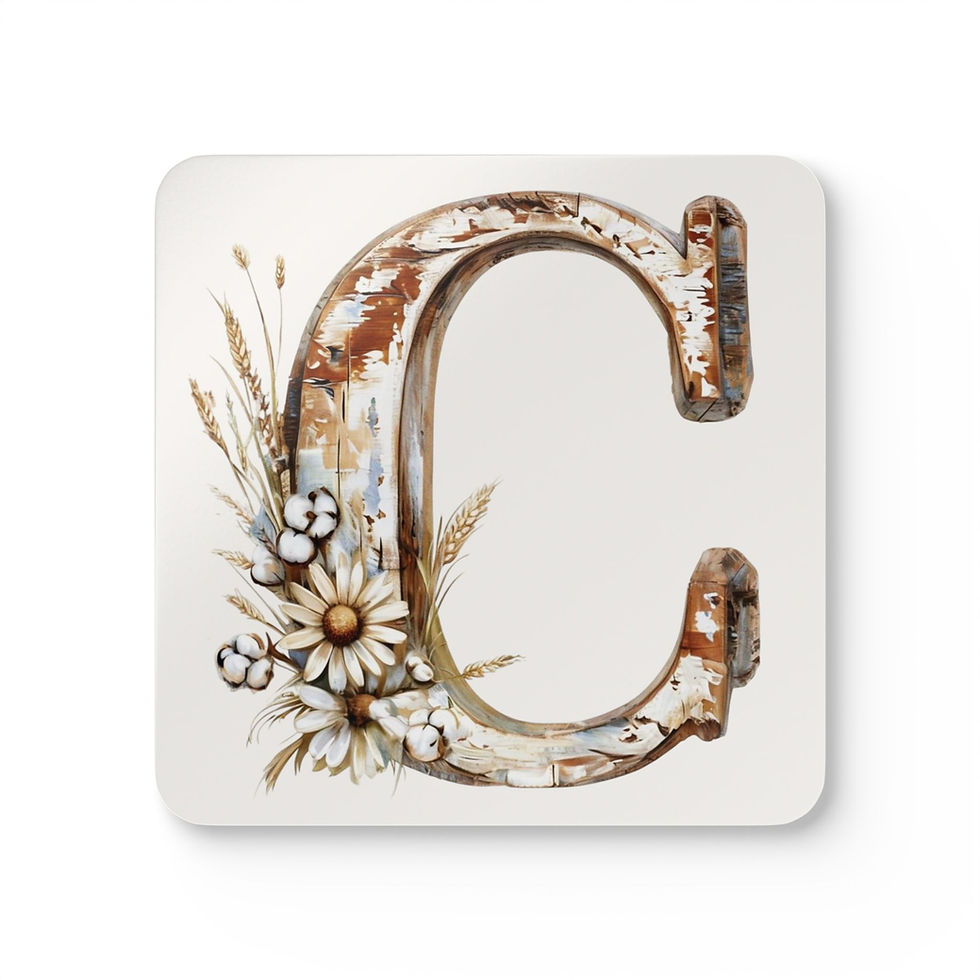 Country Letter 'C' Corkwood Coaster Set