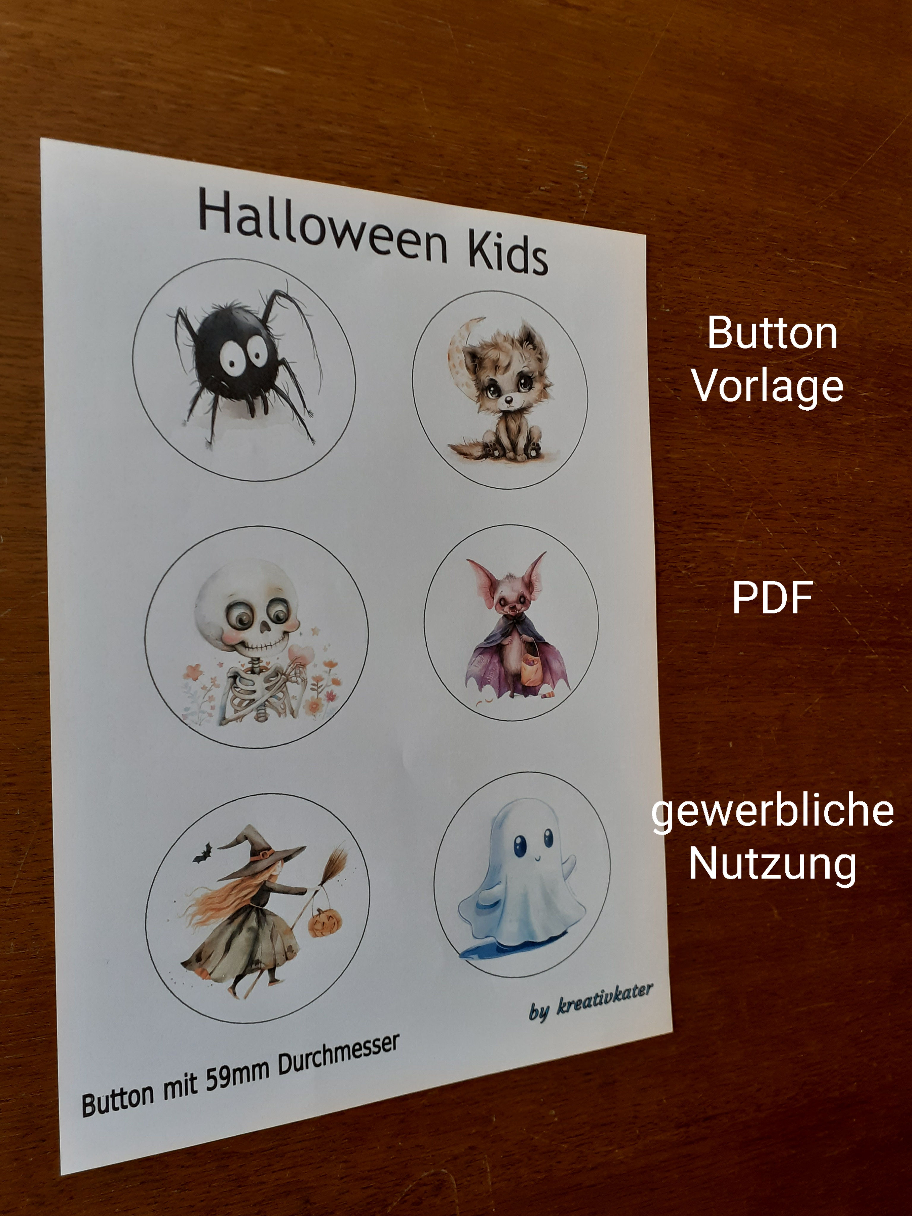 Buttonvorlage Halloween Kids 59mm