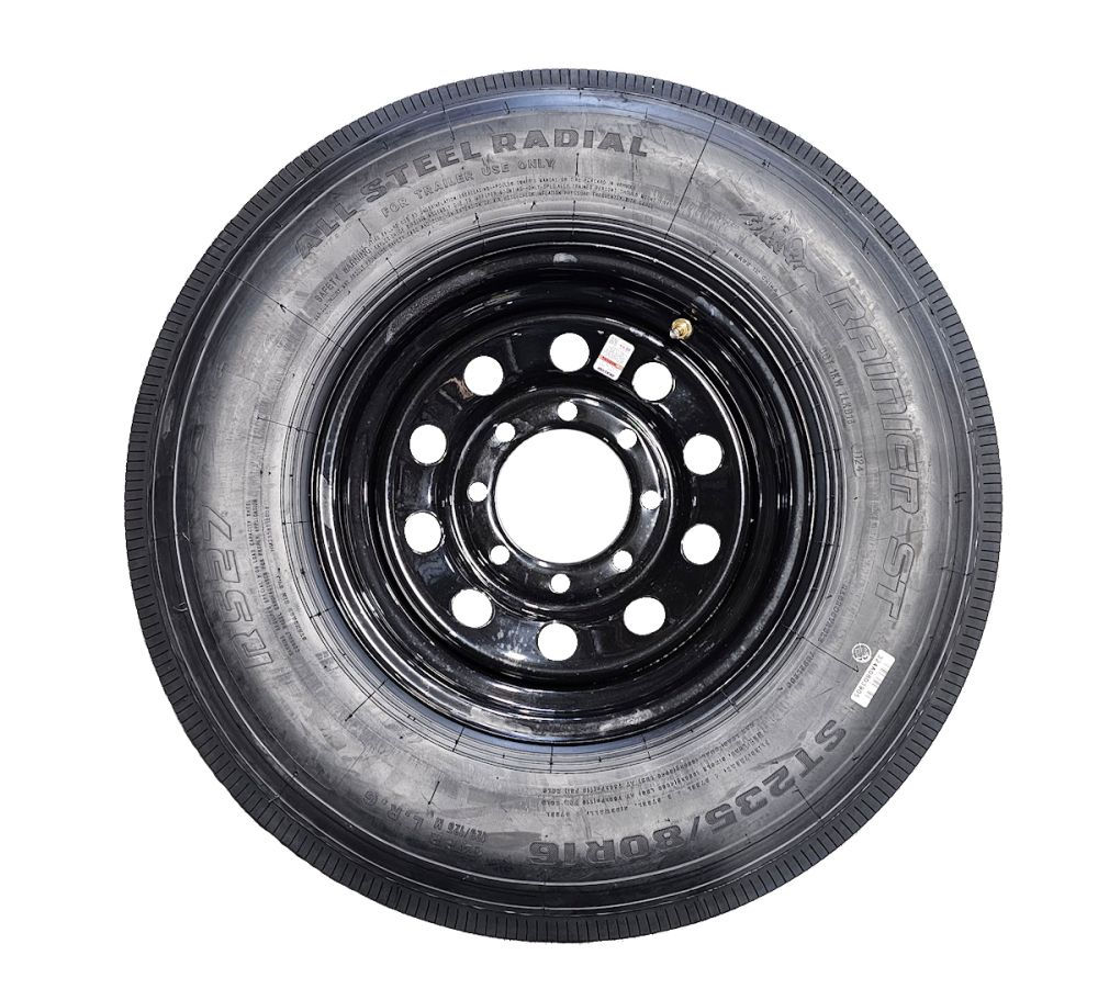 Ranier 235/80R16E Radial Tire on 16x6" Modular Wheel 8 lug on 6.5" dia pattern
