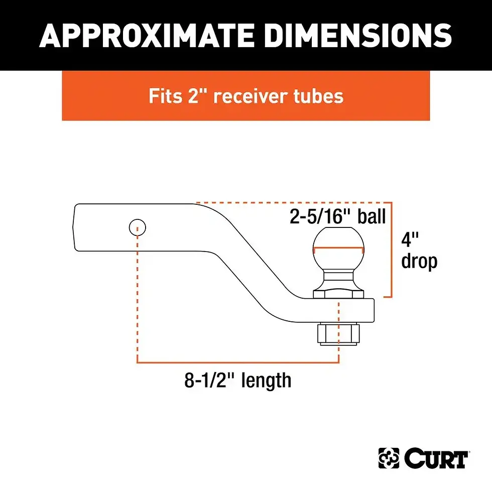 Thumbnail: Curt 2-5/16" Forged Ball 15k Mount Combo, 4" Drop FOR 2" RECEIVERS