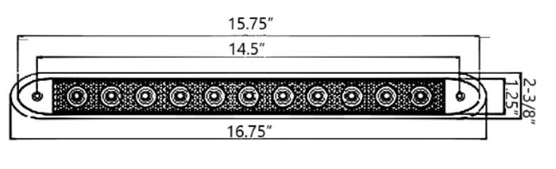 Thumbnail: 16″ LED Strip LED Stop, Turn, Tail Light, Clear / Red