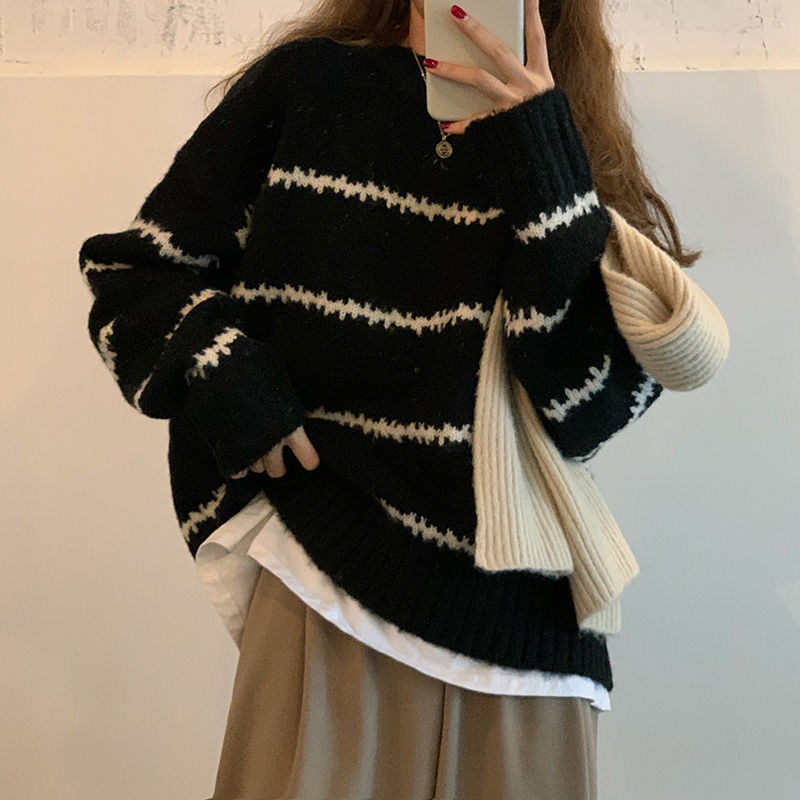 Miniatura: Suéter feminino casual  outono inverno básico de malha