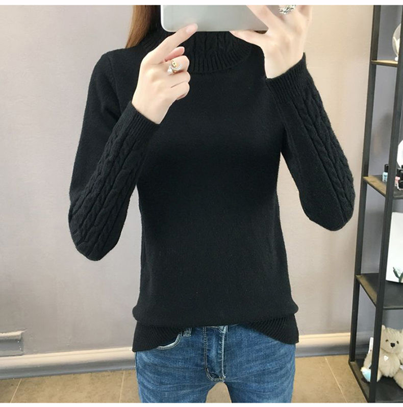 Miniatura: Suéter Feminino de Tricô Gola Alta – Moda Outono/Inverno