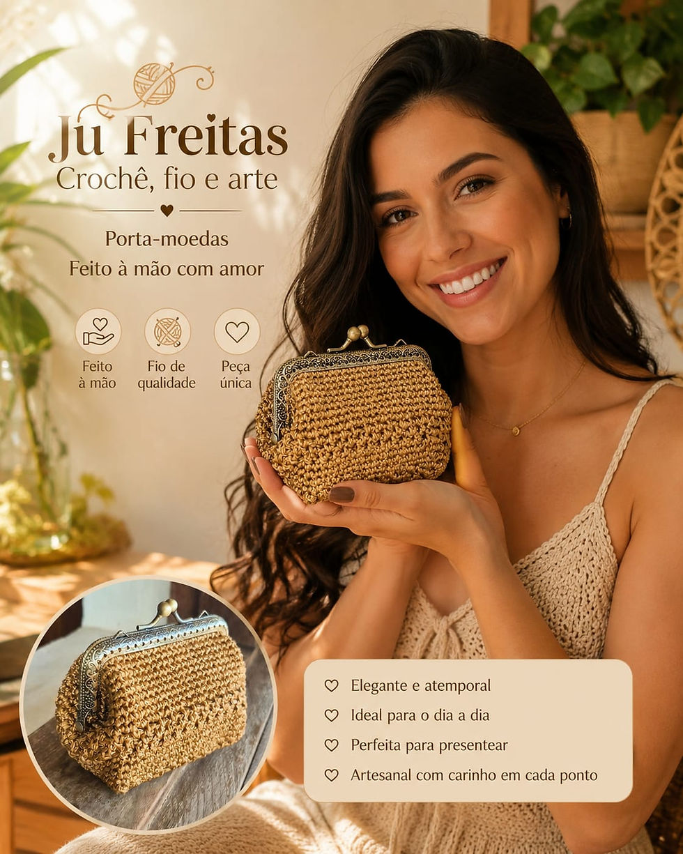 Miniatura: Porta moedas Jufreitas Crochê fio & arte