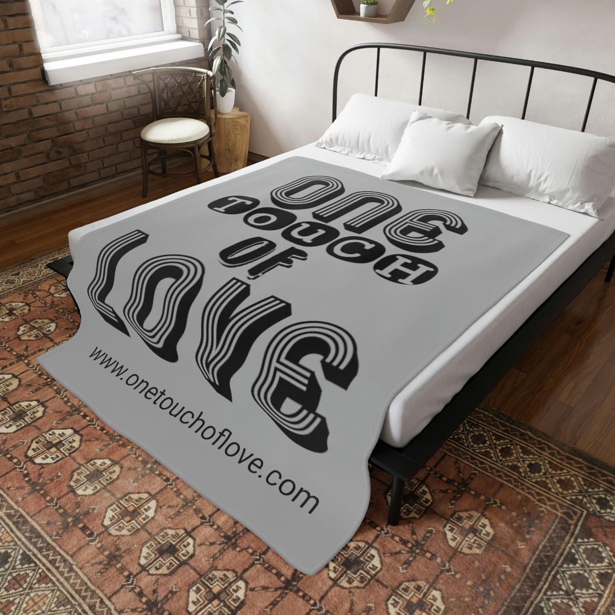 One Touch of Love Grey Plush Fleece Blanket