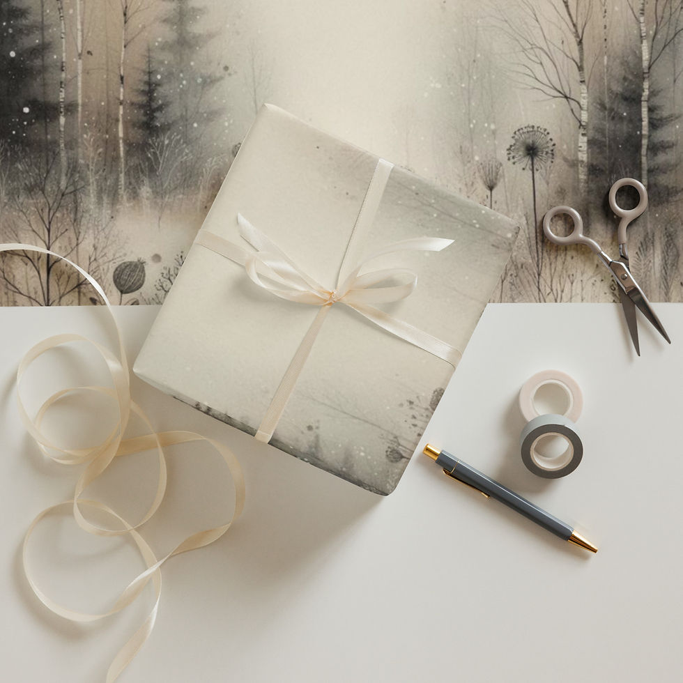 Thumbnail: Enchanted Snowy Winter Forest Wrapping Paper Sheets Elegant Holiday Gift Wrap 